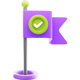 3D Flag with Checkmark representing achievement